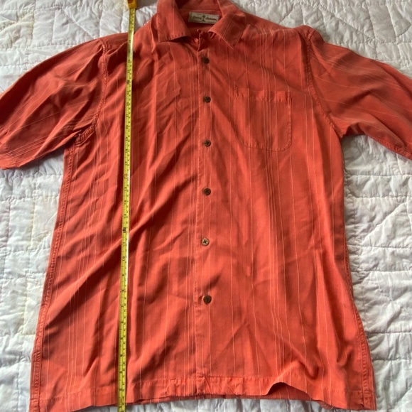 Tommy Bahama 94% Silk Short Sleeve Shirt Orange, Size Medium - Picture 3 of 6